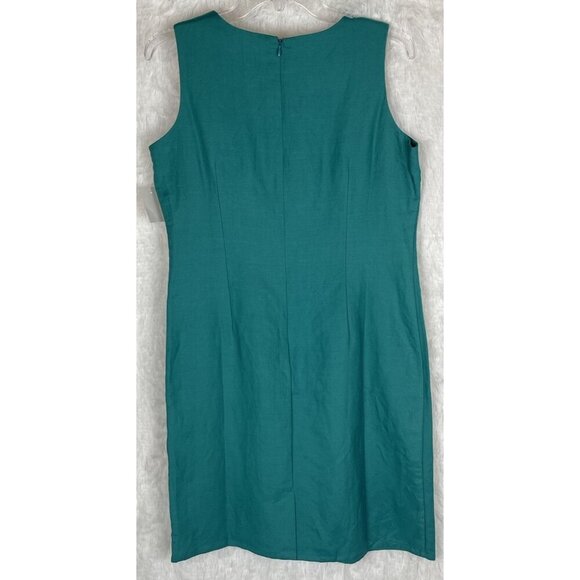 NWT Jennifer Eden Size 10 Teal Sleeveless Shift Dress Zipper Back Vintage - Picture 4 of 6
